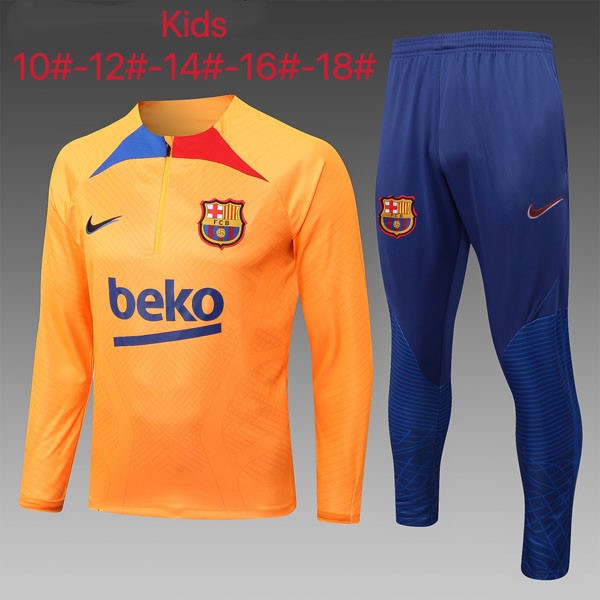 Niños Sudadera De Training Barcelona 2023 Naranja Azul 2